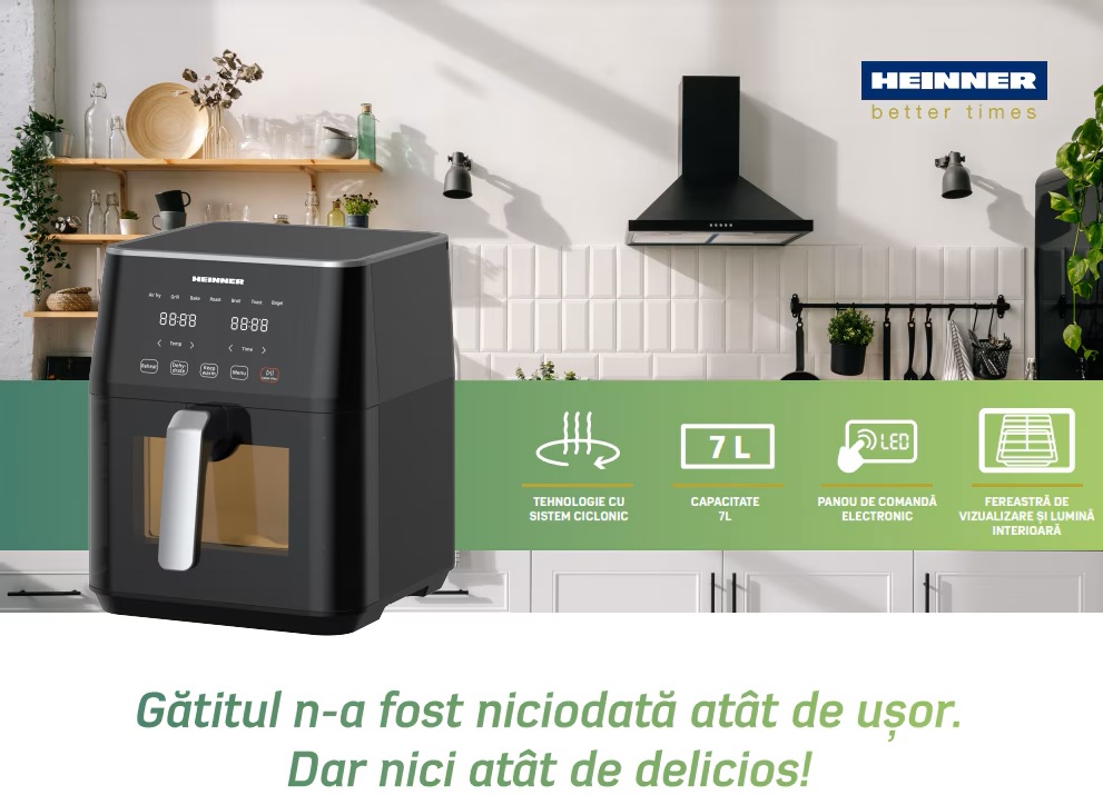 descriere Friteuza dubla cu aer cald Heinner HAF-M7BK1800